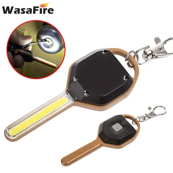 

Wasafire 10pcs/lot Wholesale Small Keychain Torch Mini Key Shape Flashlight 2 Mode Portable Lantern Emergency Camping Light