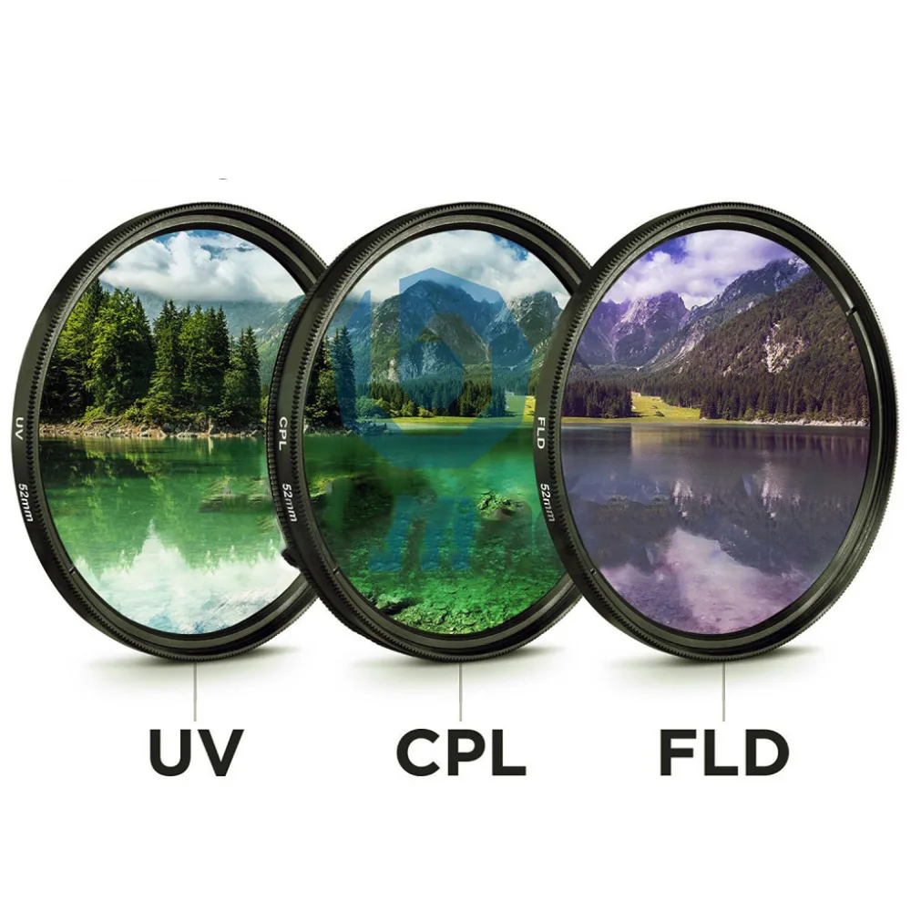 Набор фильтров для объектива 49 мм 52 мм 55 мм 58 мм 62 мм 67 мм 72 мм 77 мм UV+ CPL+ FLD 3 в 1 с сумкой для Canon Nikon sony