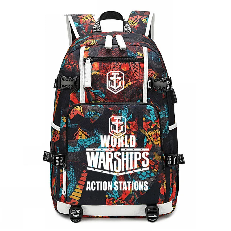 Аниме Мир танков рюкзак USB порт рюкзак мешок Змеиный узор школьники подростки школьная сумка дорожная сумка для ноутбука - Цвет: Style 3