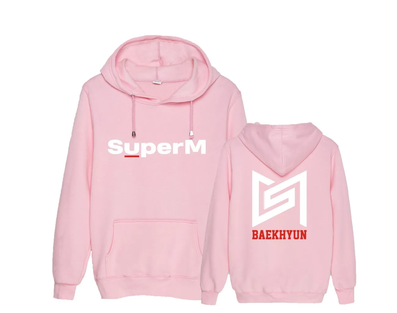 BAEKHYUN-Pink K-pop SuperM BAEKHYUN KAI Lucas Ten Taeyong Taemin Mark поддерживающие толстовки больших размеров Kpop SuperM толстые толстовки пуловеры - Цвет: BAEKHYUN-Pink