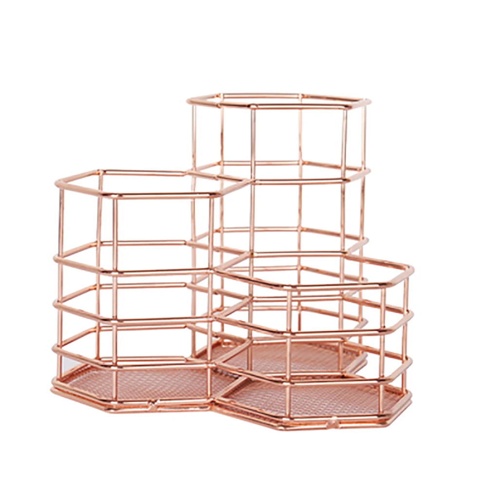 Creative Hexagon Wrought Makeup Brush Holder Desktop Organizer Eyebrow Pencil Stand Beauty Makeup Tool Kits Creative Hexagon Wrought Makeup Brush Holder Desktop Organizer Eyebrow Pencil Stand Beauty Makeup Tool Kits