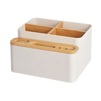 

Simple Japan Style Detachable Desktop Storage Box For Remote Control Mobile Phone Makeup Brushes Holder Organizer-Apricot