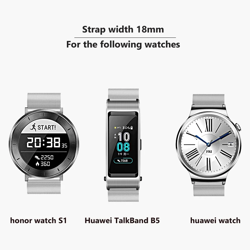 18 мм браслет для huawei TalkBand B5 сменный ремешок из нержавеющей стали для huawei watch 1/honor watch S1 аксессуары