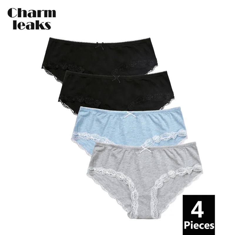 

Charmleaks Women's Panties Cotton Underwear Hipster Panties 4 Packs Cotton Soft Strech Solid Comfort Mid-Waist Cozy Hot Sale