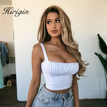 

2020 Sexy Women Solid Strappy Tanks Vest Crop Top Summer Sleeveless Slash Neck Tanks Beach Women Sports Tank Tops
