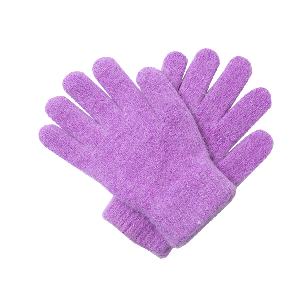 Light Purple Перчатки из искусственного кроличьего меха, теплые, утолщенные, тянущиеся, вязаные, волшебные перчатки, мужские, женские, перчатки на палец - Цвет: Light Purple