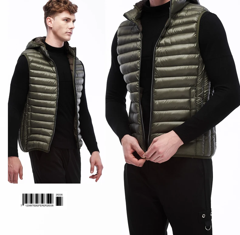 Men Hooded Gilet Waistcoat Winter Cotton Padded Sleeveless Puffer Jacket Coats Outwear Men's Thicken Vest 3XL