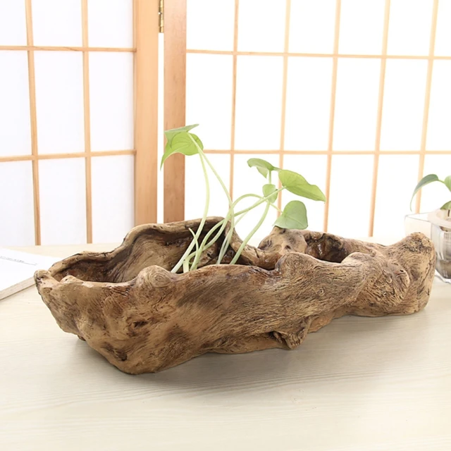 Gyanta Fa Tuskás Ültetvényes Mesterséges Driftwood Szobor Zamatos Virág Edény - Image 2