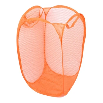 

Household Dirty Clothes Laundry Folding Mesh Bag Basket Holder Orange