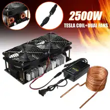 2500W 12V-48V ZVS Induktion Heizung Heizung PCB Board Modul Flyback Fahrer mit Spule Dual Fan power Supply kit