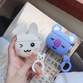 

3D Teddy Earphone Case For Airpods 2 Case Silicone Whale Cover for Airpods Case Rabbit Dog For Earpods Case Headphone Ring Strap