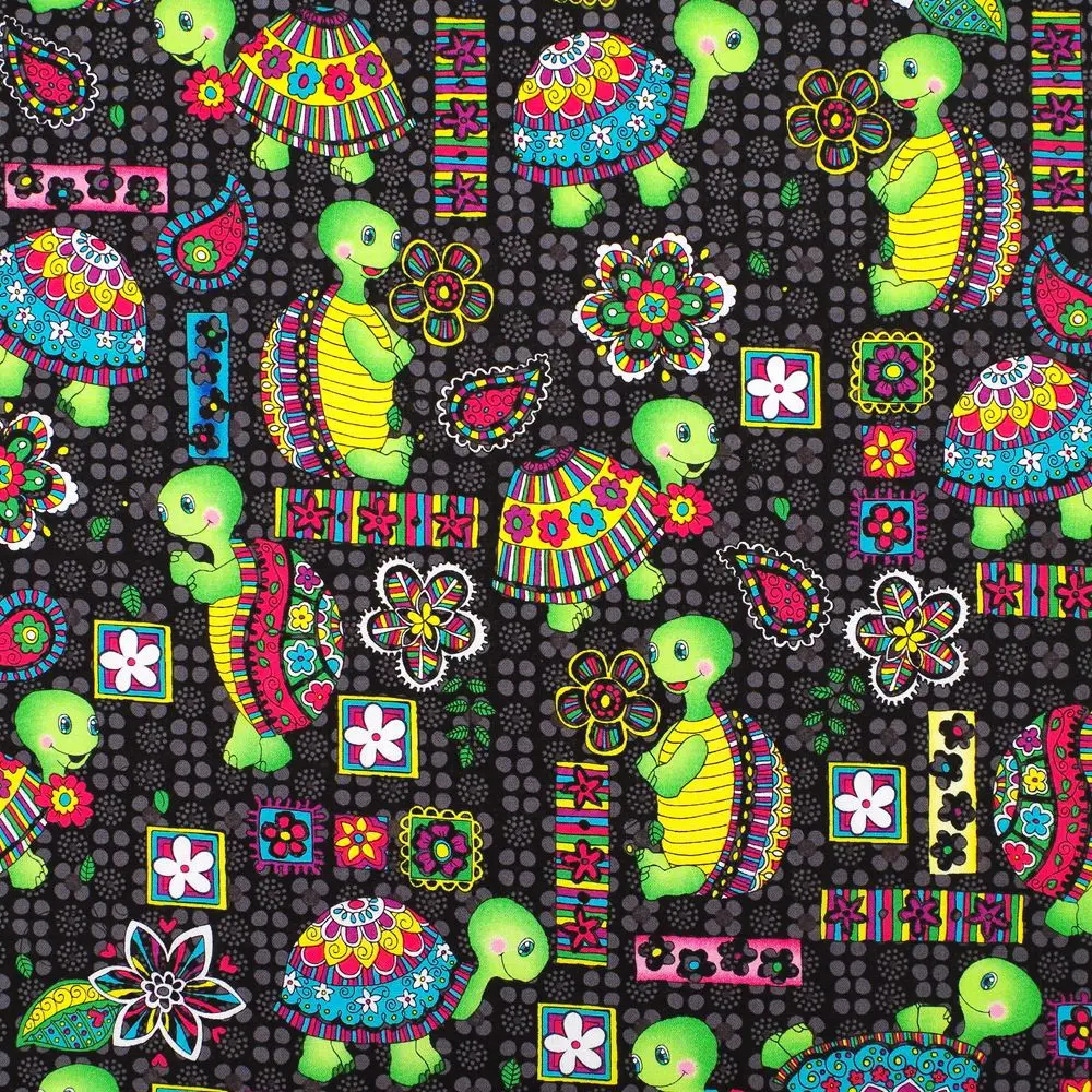 1 ярд черепаха и цветок печатных ткань с черепами(ширина = 135 см