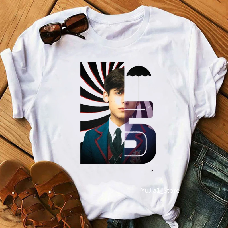 Camisetas con estampado gráfico de la Academia Five Umbrella para mujer, ropa Vogue, camiseta de Anime Vogue, camiseta Harajuku 2021