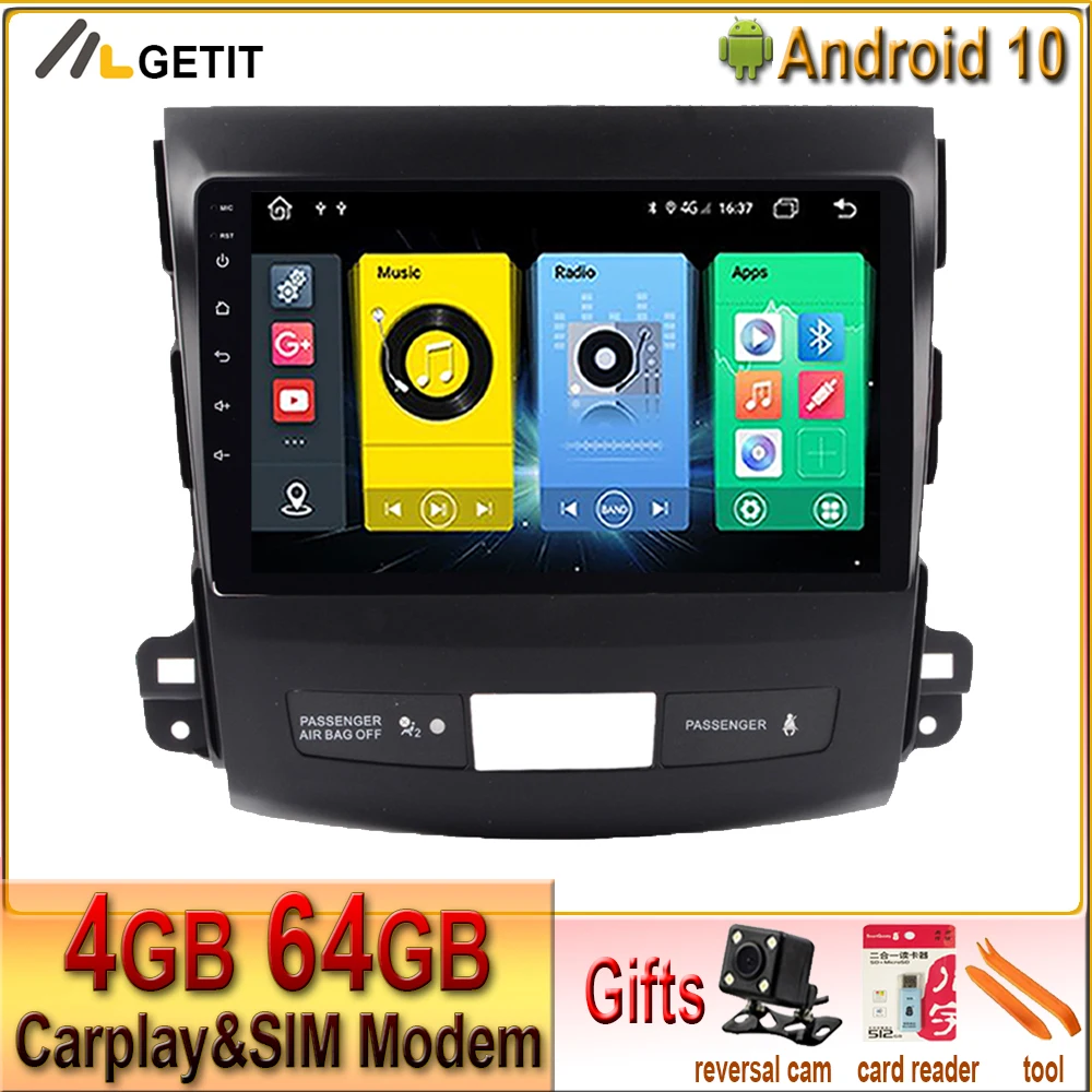 Автомобильный мультимедийный плеер 9 '' Android 10 стерео радио BT Wi Fi GPS для Mitsubishi
