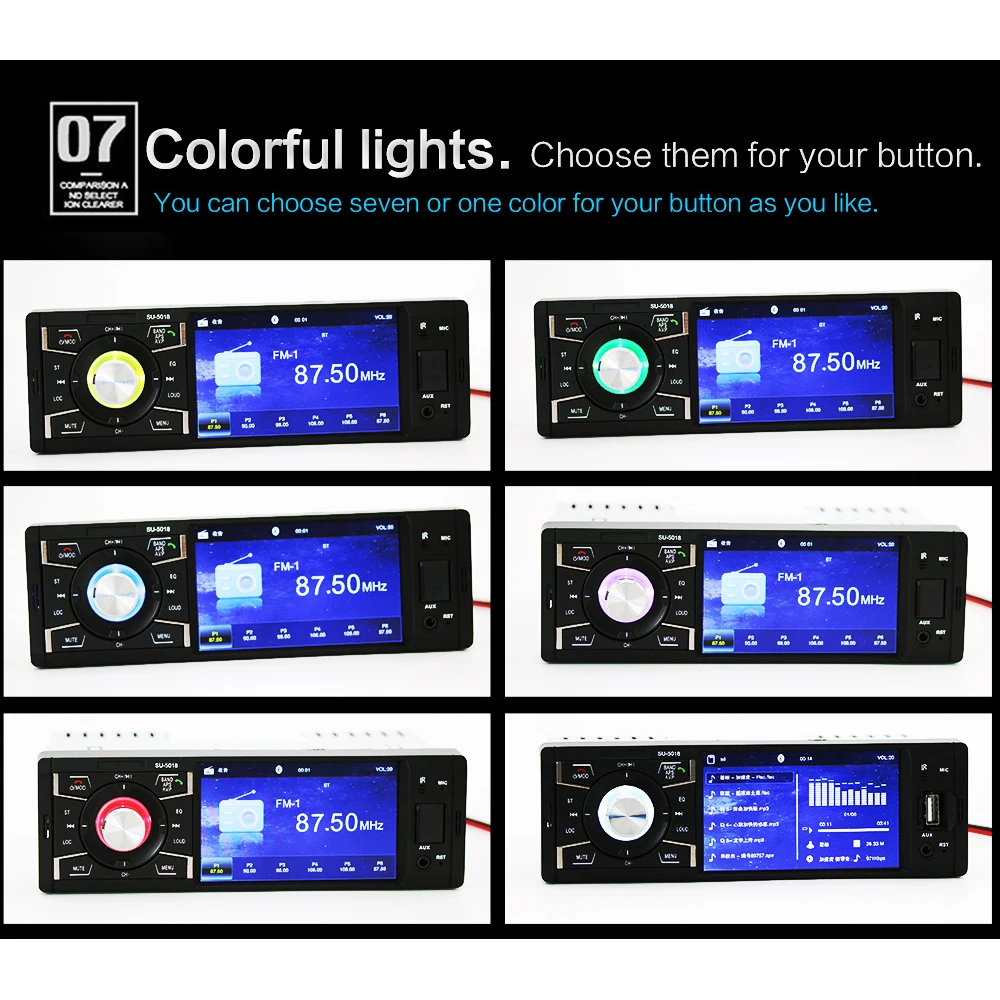 1 Din 4 Inch Car Radio MP5 Player Auto Stereo Quality Music Player Bluetooth USB TF Card AUX Spport Rear View Camera Autoradio