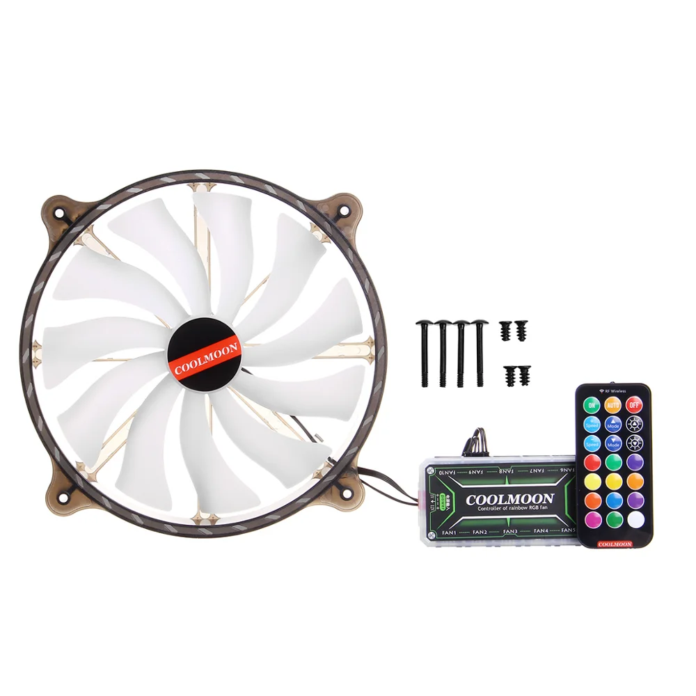 RGB Controller 20 см 12 В 6 pin кулер для компьютера Вентилятор охлаждения Тихий Регулируемый светодиодный RGB вентилятор Синхронизация ПК чехол кулер процессор кулер вентилятор ИК пульт дистанционного управления - Цвет лезвия: RGB Controller