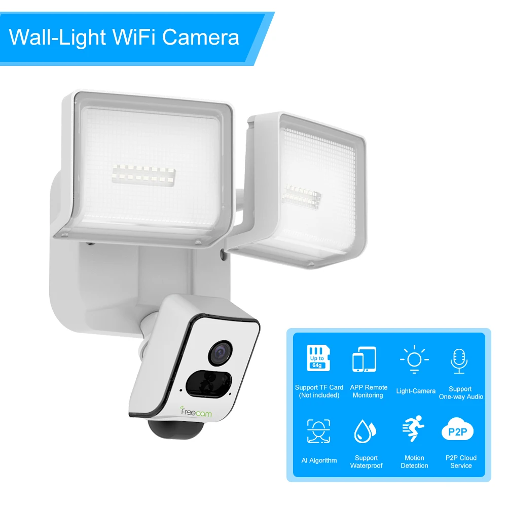 

1080P Security Wifi Camera 32 leds Floodlight Motion-Detected Wall-Light Wireless Security Cam One-Way Talk Cloud Storage