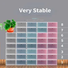 

6pcs Small Size Dustproof Sneaker Shoes Storage Boxes Use Clear Plastic Stackable Combination Organizer