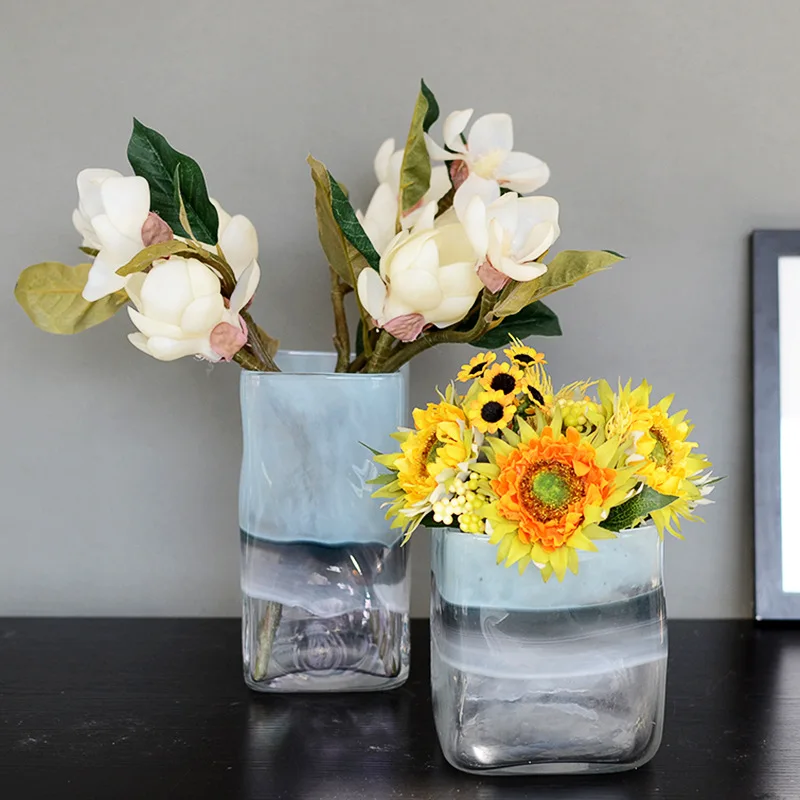 

Sky Blue Under The Bright Colored Glass Crafts American Country Vase Ornaments Geometric Colored Glass Nordic Decoration Home