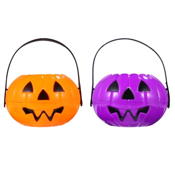 

2Pcs Candy Boxes Halloween Plastic Pumpkin Buckets Reusable Desktop Adornment Pumpkin Bucket Cabdy Bucket for Halloween
