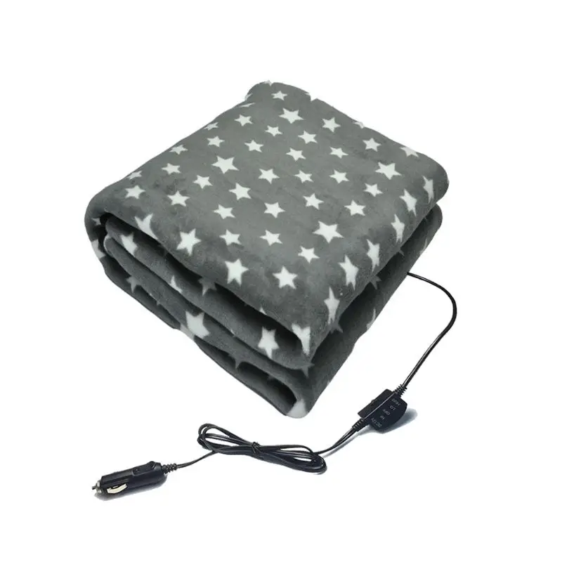 

Electric Car Blanket Heated 12V Fleece Travel Throw Blanket Winter Camping Trip
