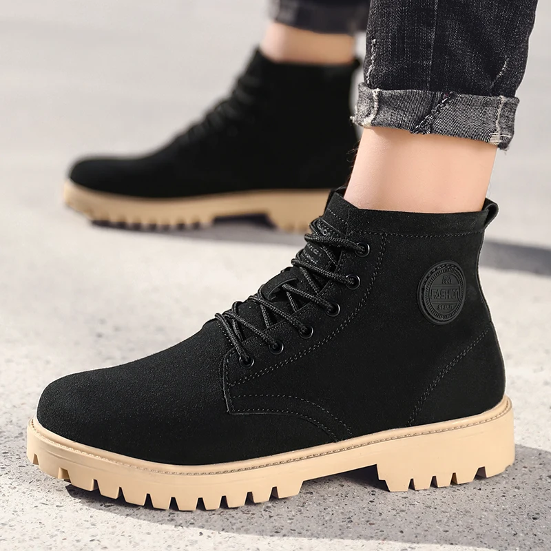 Лидер продаж; зимние мужские ботинки; высокие модные уличные Ботинки Martin; botas hombre; Мужская Удобная мягкая износостойкая обувь; KLYWOO