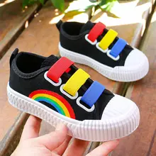 Regenboog Schoenen Kids Slip Op Sneakers Zachte Meisjes Casual Schoenen Jongens Kleurrijke Canvas Loafer Schoenen Voor Kinderen Black Kids Sneakers