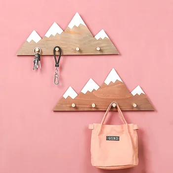 

Snow Mountain Design Decorative Wooden Storage Hooks Hat Key Rack Hangers Holder Wall Hook Home Decoration Hang Hooks for Keys