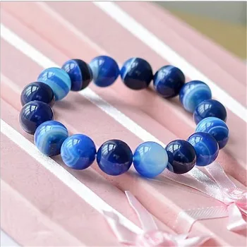 

Natural jade sea blue treasure hand string ball single circle ms. blue agate bracelet sea blue agate crystal stone bracelet