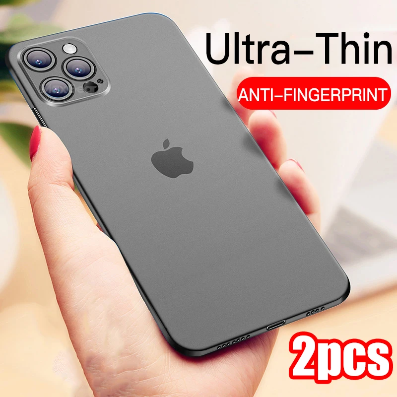 2PCS Ultra Thin Matte PP Case For Iphone SE 2020 11 12 Mini Pro XS Max X XR 6S 6 7 8 Plus Full Cover Shockproof Protective Capa|Fitted Cases| - AliExpress