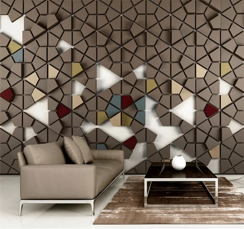 

3d stereo polygonal modern TV background wall custom wallpaper simple and stylish wall covering