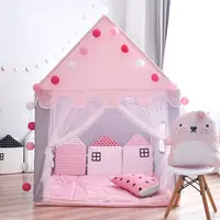 [TML] Indoor Game Room children tent Include Colored lights, fence, mat Kids Playhouse Princess castle Play house girl gift 2