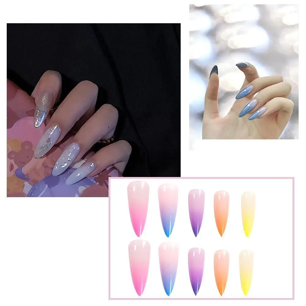 

20pcs/set Gradient Color Ballerina Nail Art Tips False Flat Nails Cover Coffin Tips Fake Nail Shape Full Tips Manicure Art Y2C6