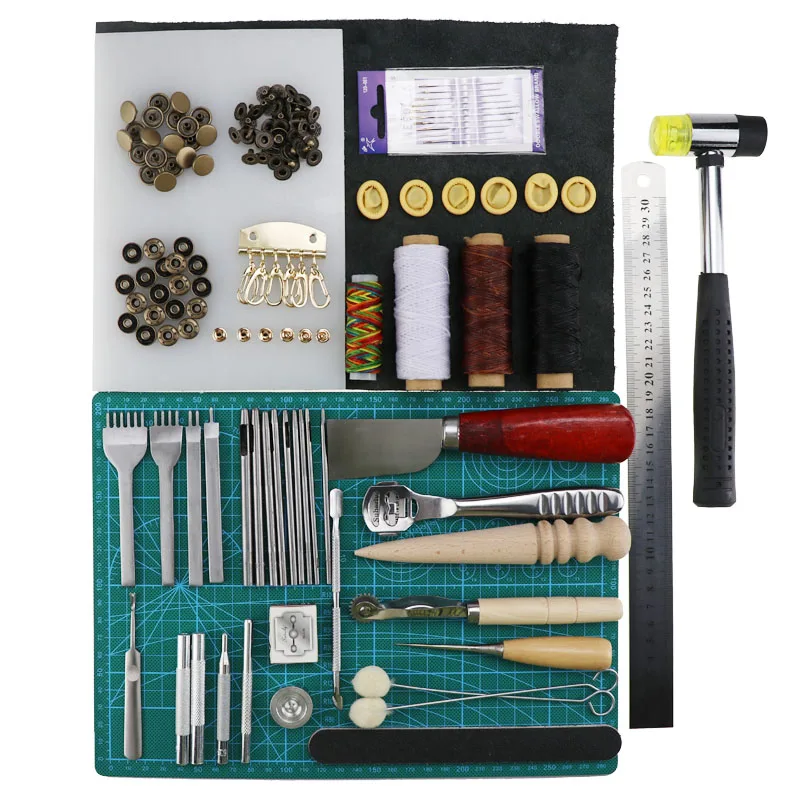 

68 pcs DIY handmade leather tools suits edger Groover Trench perforated belt device hand tool