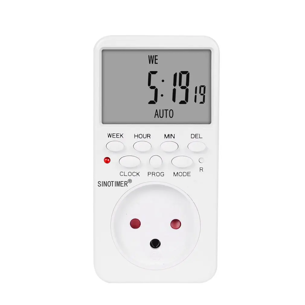 SINOTIMER TM519 7 дней Еженедельный ЖК-цифровой программируемый переключатель розетка таймер вилка контроль релейного переключателя времени ЕС/США/Великобритания/IT/BR/IL