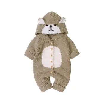 

Newborn Baby Boys Girls Fleece Cartoon Autumn Winter Warm Jumpsuit Hooded Coat Outwear Cute Clothes With New Design