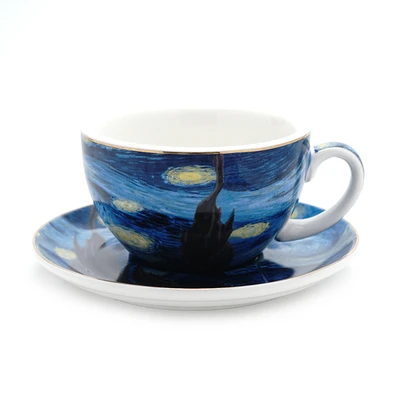 Ван Гог всемирно известная картина маслом Звездная ночь работы латте стакан для кофе капучино рюмка Кружка со вкусом чай чашка Demitasse - Цвет: Cappuccino Mug 220ml