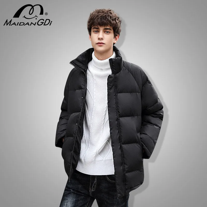 

MAIDANGDI 2020 Winter New Down Jackets For Men Teenager Solid Color All-match Fashion Coats Thickened Warm Windproof Clothes