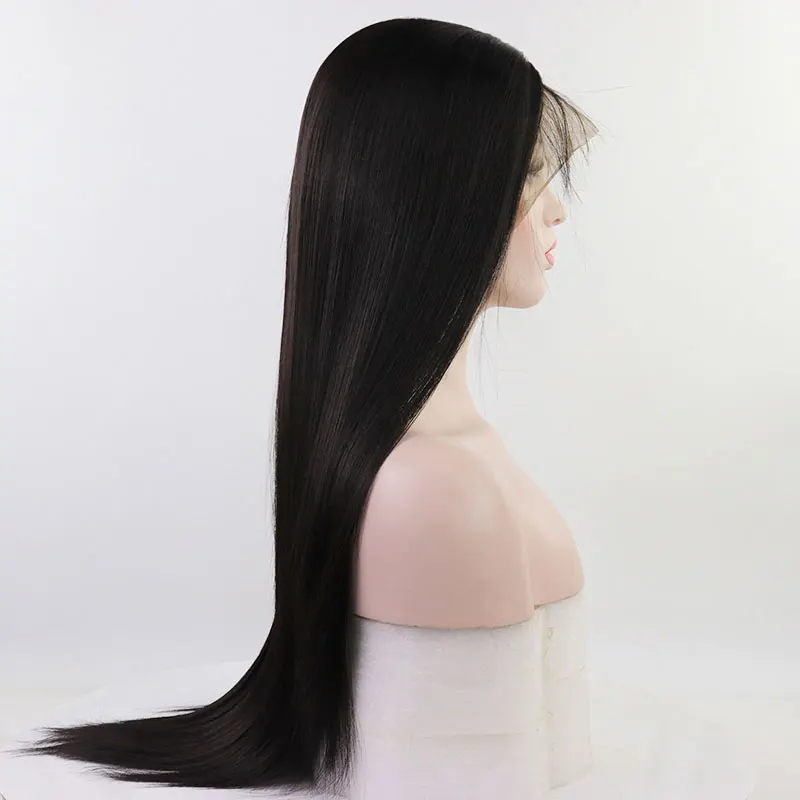Bombshell Dark Brown Synthetic Lace Front Wig Silky Straight Heat Resistant Fiber Hair Glueless Natural Hairline For Women Wigs
