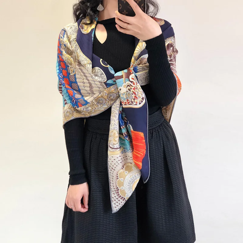 Женский Шелковый кашемировый шарф шаль одеяло накидка для зимы