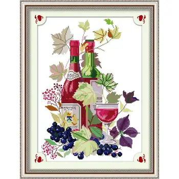 

life in Wine glass count 11CT14CT cross stitch set red wine and fruit painting cross stitch needlework embroidery set DIY crafts