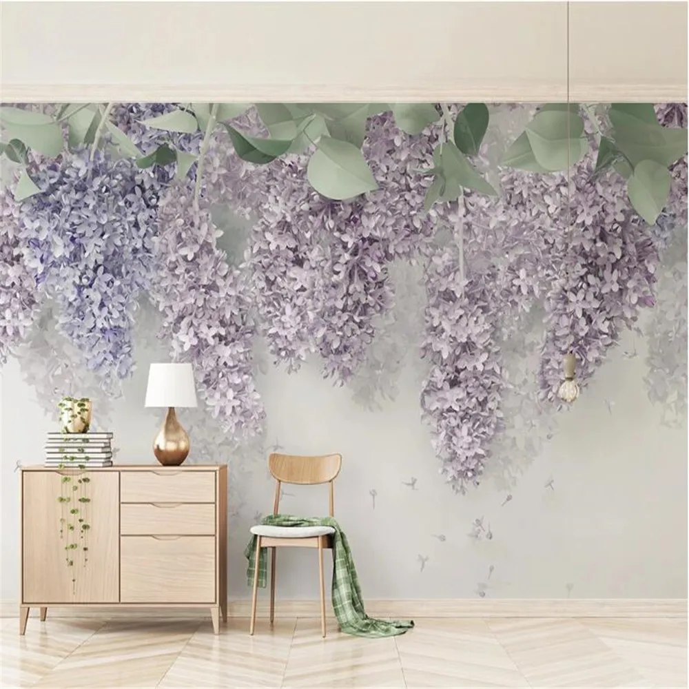 Milofi красивый Сиреневый цветок wisteria 3d объемный цветочный фон для свадебной