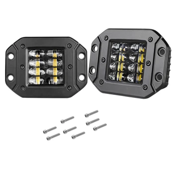 

Aluminum Flush Mount Led Pods 2Pcs 48W Spot Flood Combo Off Road Led Pods Flush Driving Lights for Ute Bumper Reverse Lamps