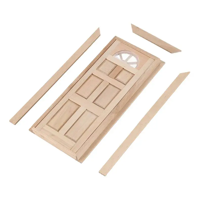 Миниатюрный Кукольный дом неокрашенные деревянные наружные одной двери 6-Панель с плоским верхом цвет древесины