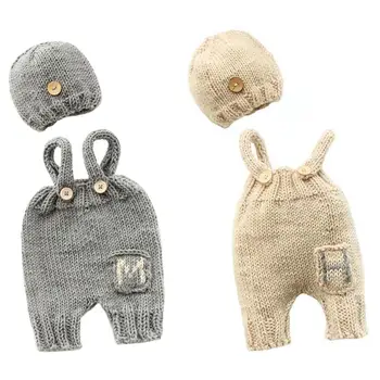 

Girl Boys Cute Outfits Newborn Baby Photography Hot Selling Personality Breathable Soft Props Knitted Cap Pants Photo Accessory