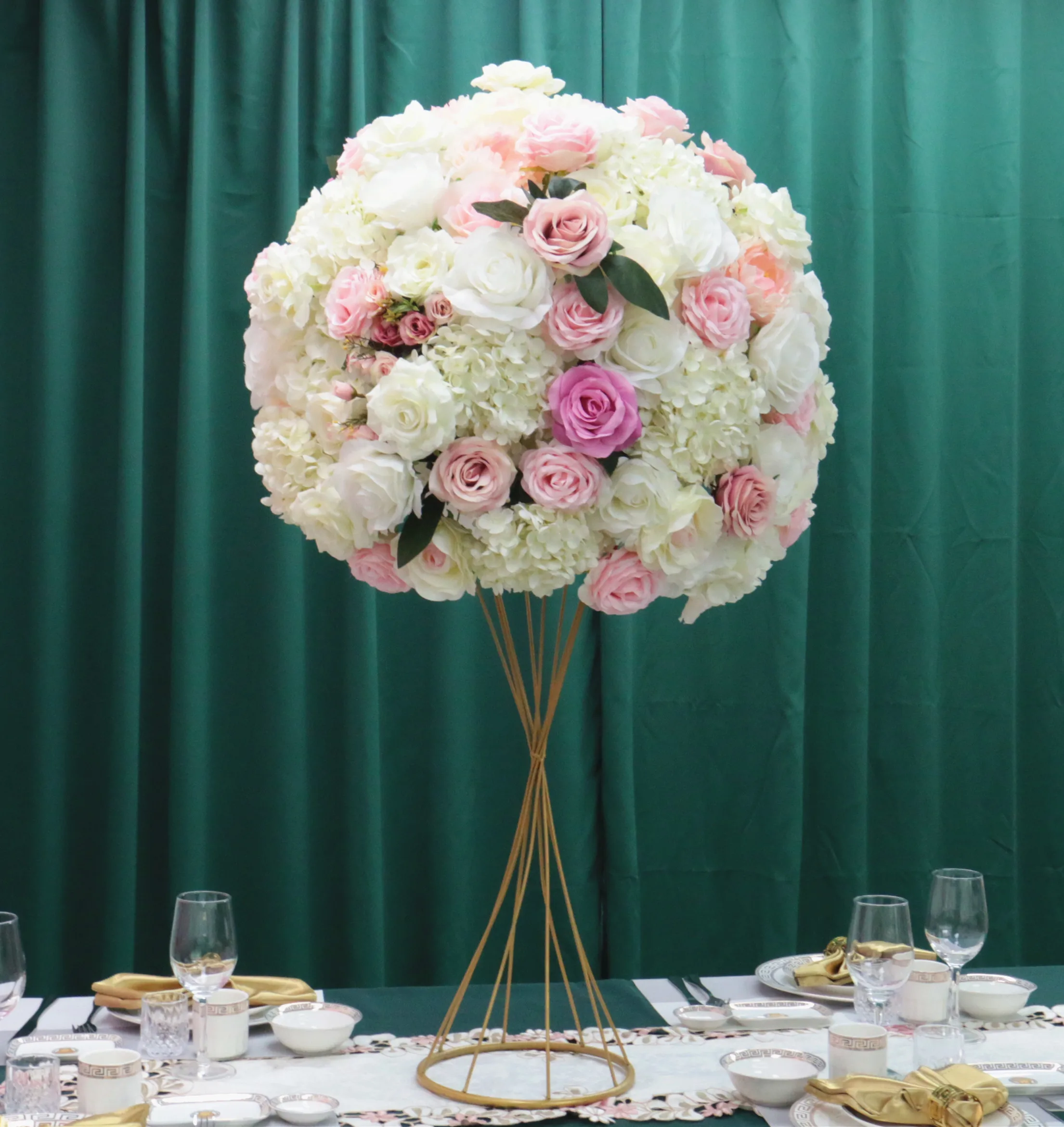 60 см 3/4 большой искусственный цветок шар Шелковый стол цветок центральный для вечерние события Свадебный декор дорога свинцовый стол букет цветов