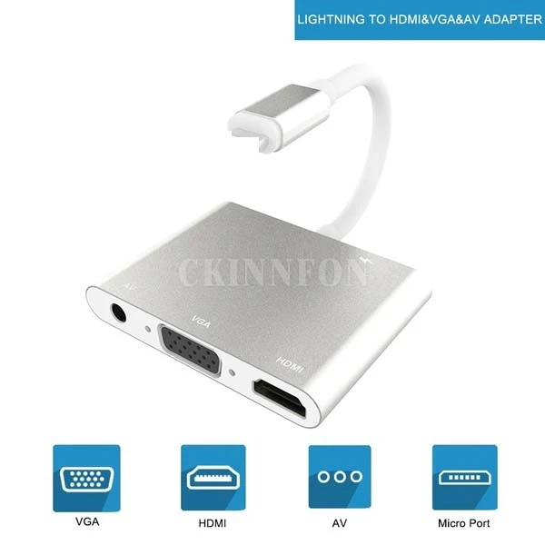 Lightning / HDMI, VGA, Audio, MicroUSB Adapter - iPhone, iPad