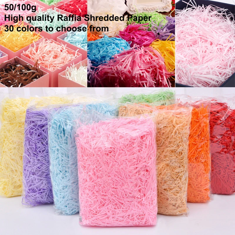 100g de rafia de papel triturado confeti de decoración boda cumpleaños caja de regalo de Navidad de Material de embalaje de tejido de