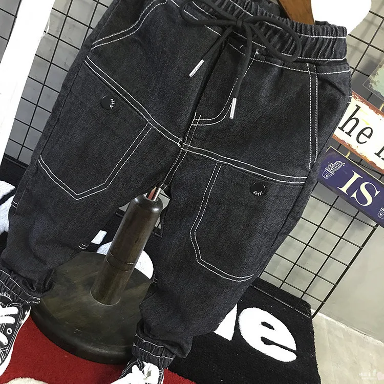 Spring BOY'S New Style Crawler Children Korean-style Trend Versatile Medium Waist Beam Leg Harem Trousers T605