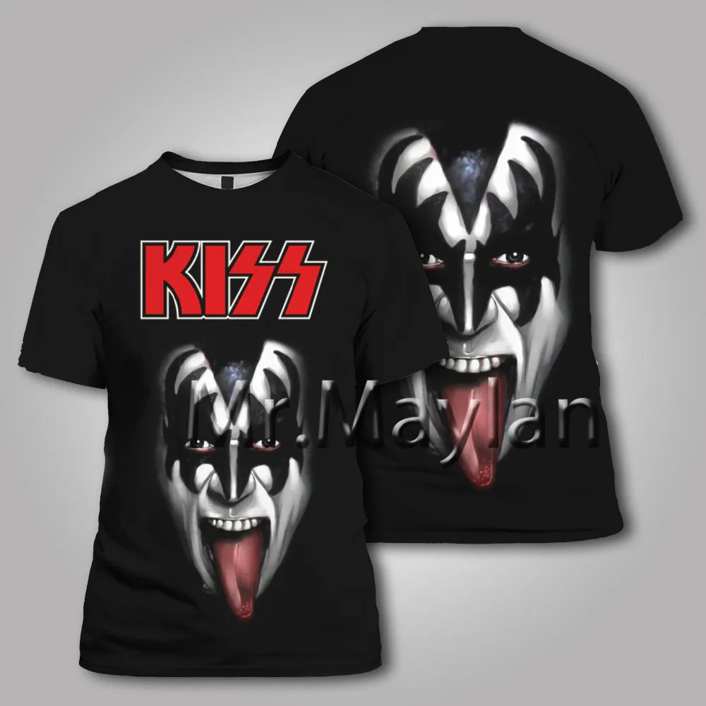 Футболка Мужская/женская с 3D-принтом группы Kiss Band Повседневная Уличная одежда в